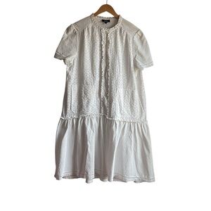 ME+EM Broderie Swing Dress With Pockets White, size US 12